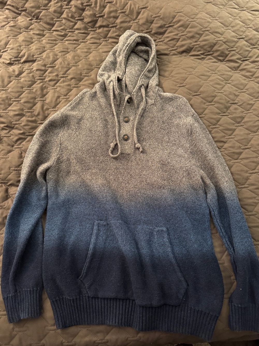American Eagle Outfitters Gray Knit Hooded Sweater